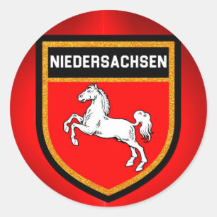 Pegatina Redonda Bandera de Niedersachsen