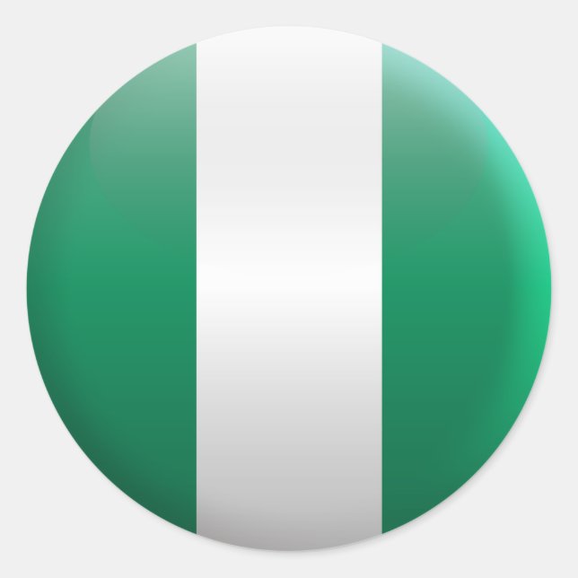 Pegatina Redonda Bandera de Nigeria (Anverso)