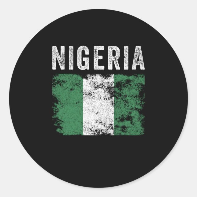 Pegatina Redonda Bandera de Nigeria con problemas - Bandera nigeria (Anverso)