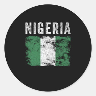 Pegatina Redonda Bandera de Nigeria con problemas - Bandera nigeria