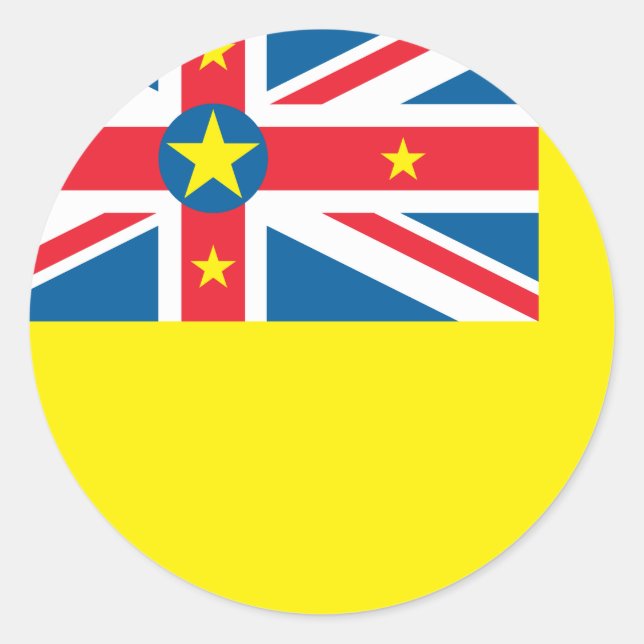 Pegatina Redonda Bandera de Niue (Anverso)