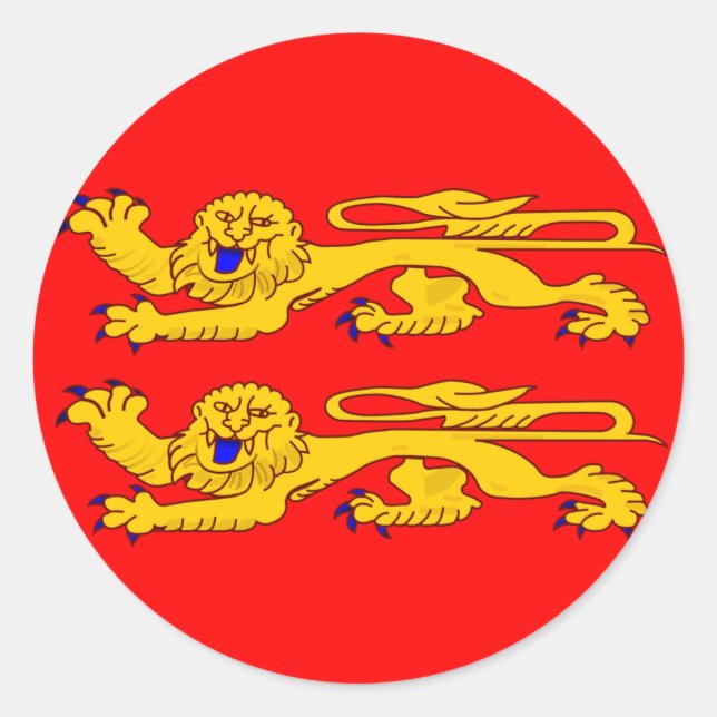 Pegatina Redonda Bandera de Normandía (Anverso)