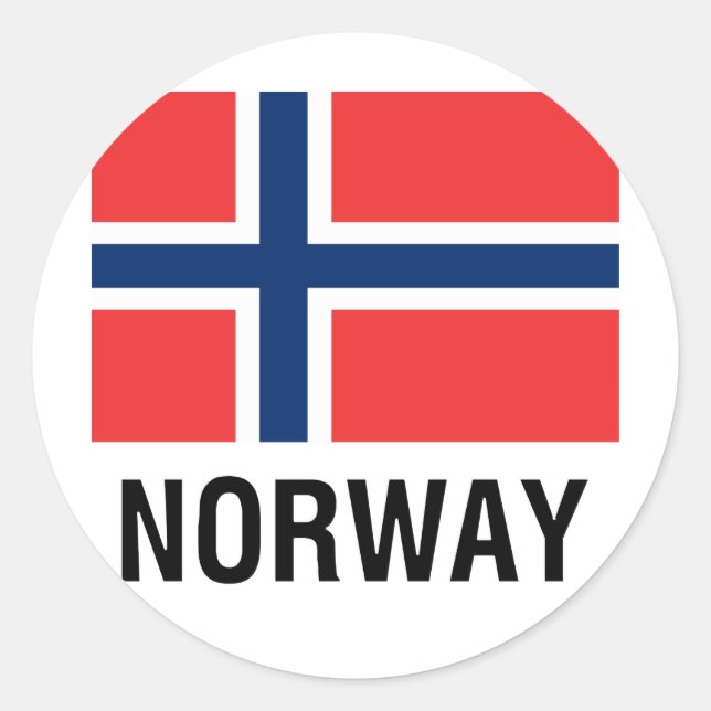 PEGATINA REDONDA BANDERA DE NORUEGA (Anverso)