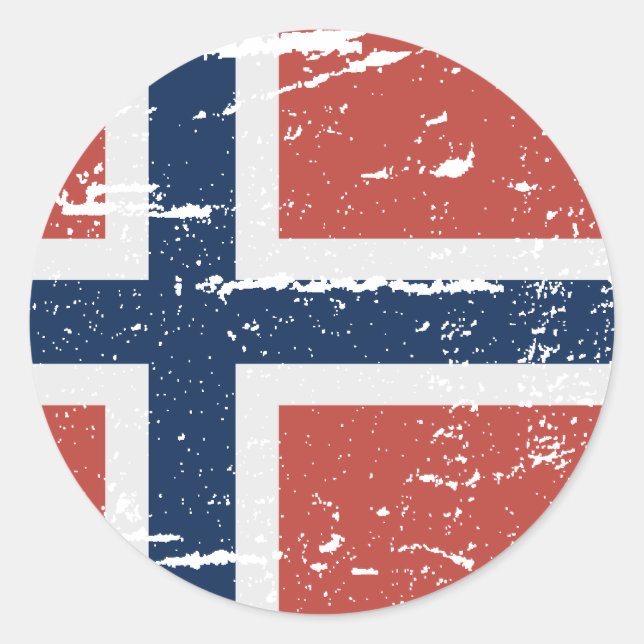 PEGATINA REDONDA BANDERA DE NORUEGA (Anverso)