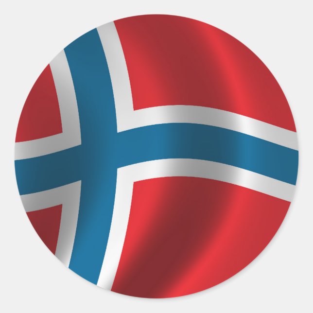 Pegatina Redonda Bandera de Noruega (Anverso)