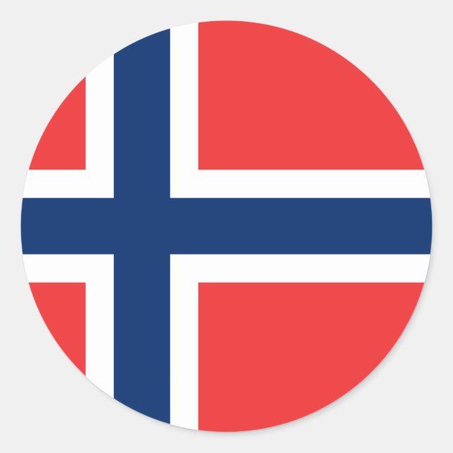 Pegatina Redonda Bandera de Noruega (Anverso)
