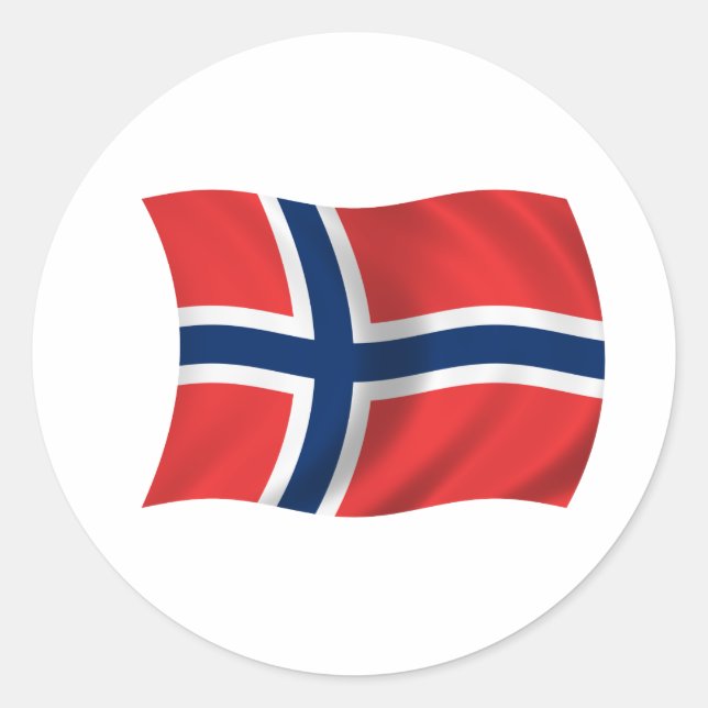 Pegatina Redonda Bandera de Noruega (Anverso)