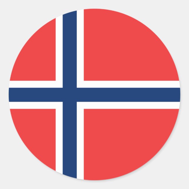 Pegatina Redonda Bandera de Noruega (Anverso)