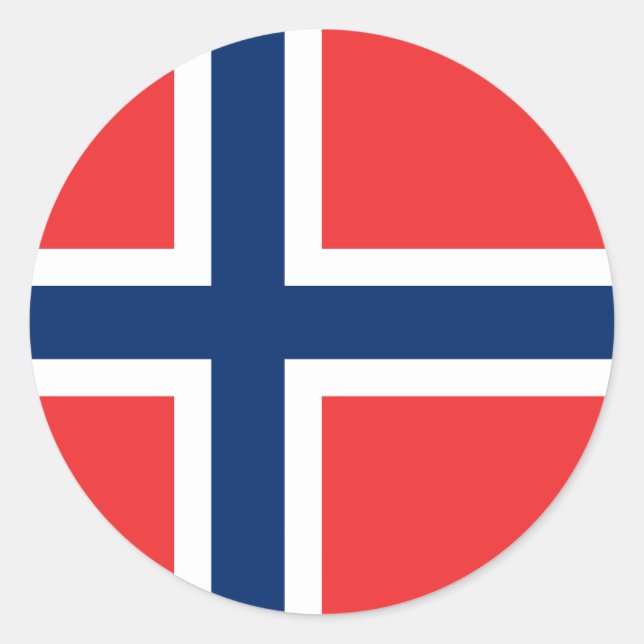Pegatina Redonda Bandera de Noruega (Anverso)