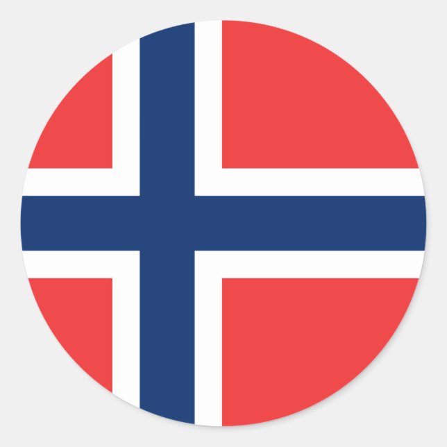 Pegatina Redonda Bandera de Noruega (Anverso)