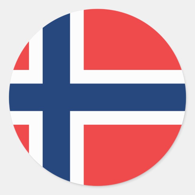 Pegatina Redonda Bandera de Noruega (noruego) (Anverso)