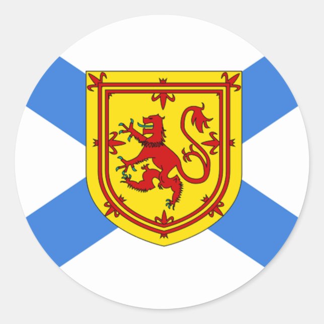 Pegatina Redonda Bandera de Nueva Escocia (Anverso)