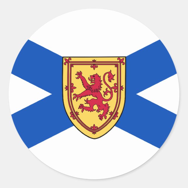 Pegatina Redonda Bandera de Nueva Escocia (Anverso)