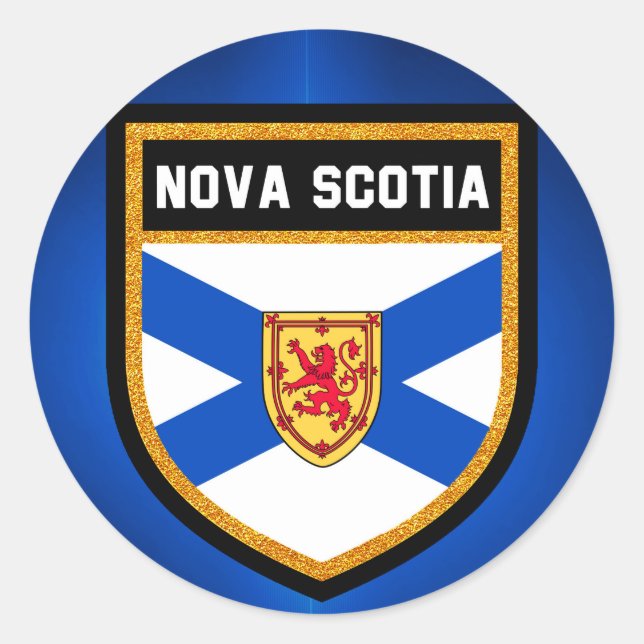 Pegatina Redonda Bandera de Nueva Escocia (Anverso)