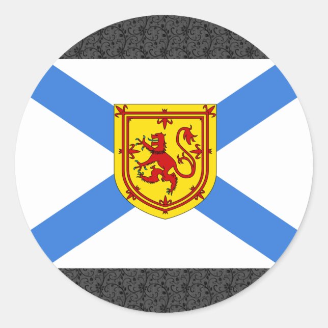 Pegatina Redonda Bandera de Nueva Escocia de Canadá (Anverso)
