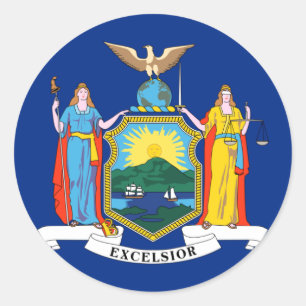 Pegatina Redonda Bandera de Nueva York