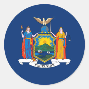 Pegatina Redonda Bandera de Nueva York, bandera de Nueva York