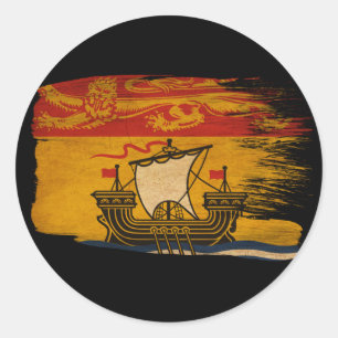 Pegatina Redonda Bandera de Nuevo Brunswick
