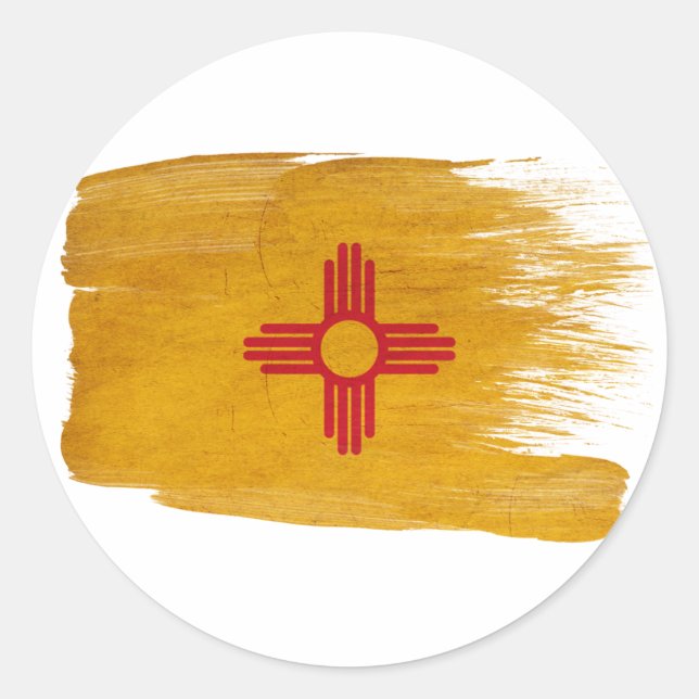 Pegatina Redonda Bandera de Nuevo México (Anverso)