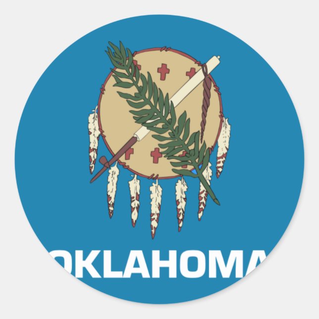 Pegatina Redonda Bandera de Oklahoma (Anverso)