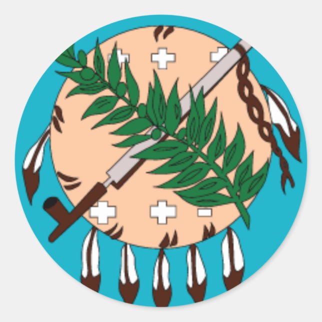 Pegatina Redonda Bandera de Oklahoma, estado más pronto (Anverso)