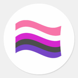 Pegatina Redonda Bandera de onda del Orgullo de Genderfluido