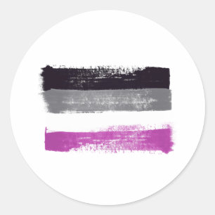 PEGATINA REDONDA BANDERA DE ORGULLO ASEXUAL PINTADA