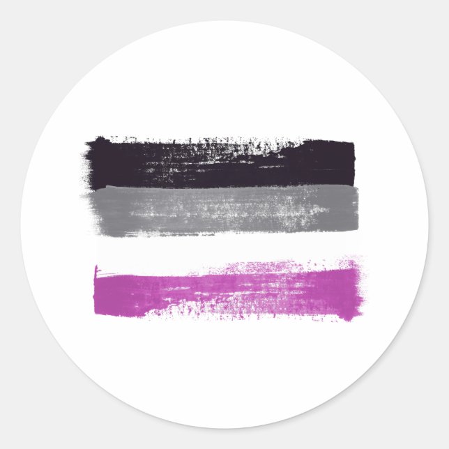 PEGATINA REDONDA BANDERA DE ORGULLO ASEXUAL PINTADA (Anverso)