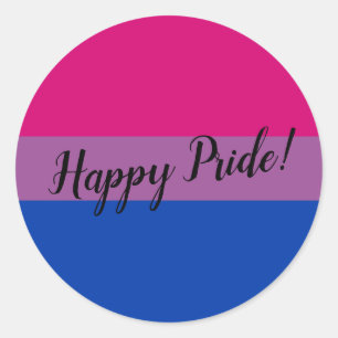 Pegatina Redonda Bandera de orgullo bisexual feliz