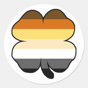 Pegatina Redonda Bandera de orgullo de oso gay trébol