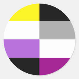 Pegatina Redonda Bandera de orgullo dual asexual no binario