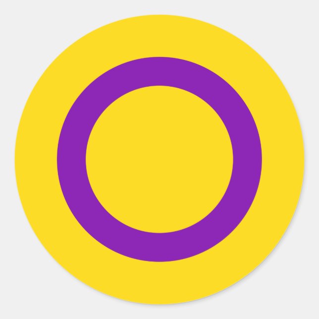 Pegatina Redonda Bandera de orgullo intersexual (Anverso)