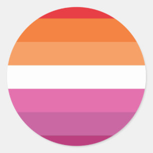 Pegatina Redonda Bandera de Orgullo Lesbiana (Atardecer)