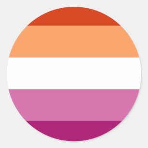 Pegatina Redonda Bandera de Orgullo Lesbiano (5 Franjas)