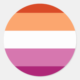 Pegatina Redonda Bandera de Orgullo Lesbiano (5 Franjas)