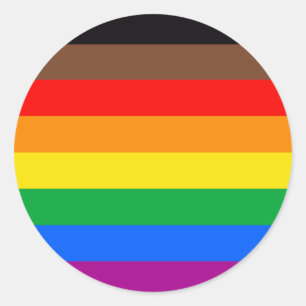 Pegatina Redonda Bandera de Orgullo LGBTQ (8 Franjas)
