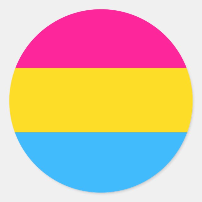 PEGATINA REDONDA "BANDERA DE ORGULLO PANSEXUAL" (Anverso)