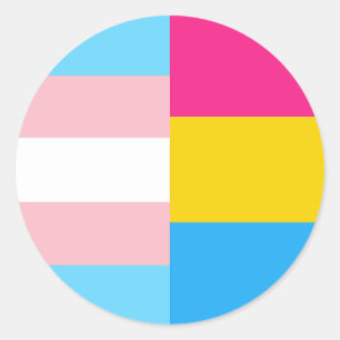 Pegatina Redonda Bandera de orgullo pansexual transgénero dual