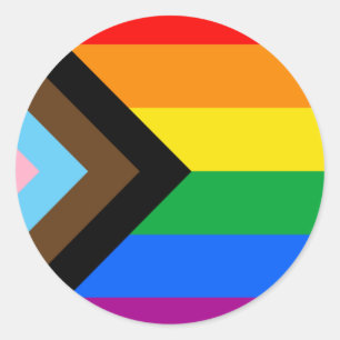 Pegatina Redonda Bandera de Orgullo Progresista LGBTQ+