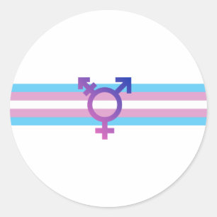 Pegatina Redonda Bandera de Orgullo Trans