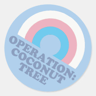 Pegatina Redonda Bandera de orgullo trans del árbol de coco de Kama