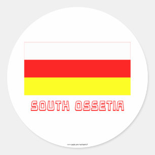 Pegatina Redonda Bandera de Osetia del Sur con nombre