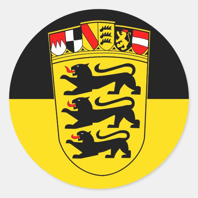 Pegatina Redonda Bandera de país Baden-Wurtemberg (Anverso)