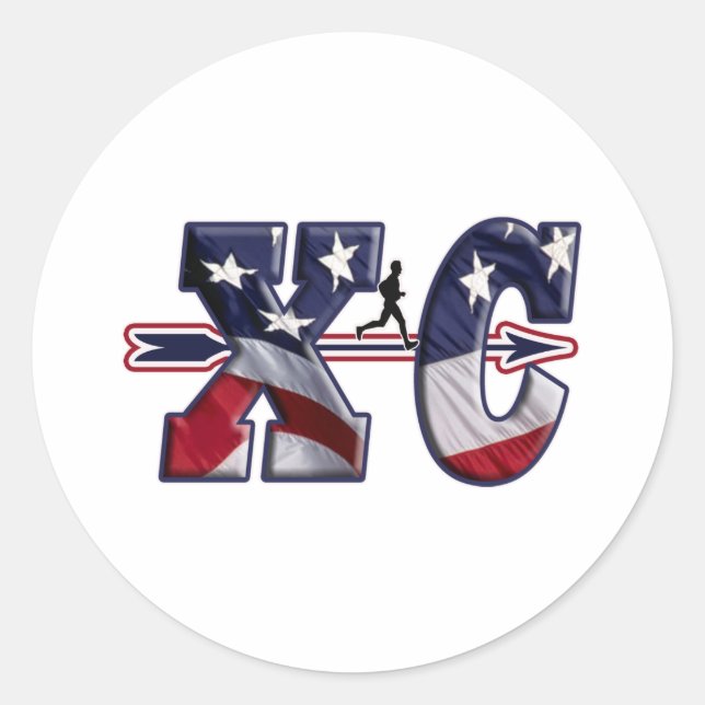 PEGATINA REDONDA BANDERA DE PAÍS CRUZADO XC PATRIOTA DE EE.UU. (Anverso)
