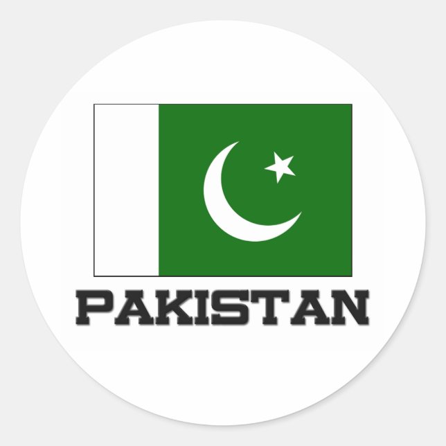 Pegatina Redonda Bandera de Pakistán (Anverso)