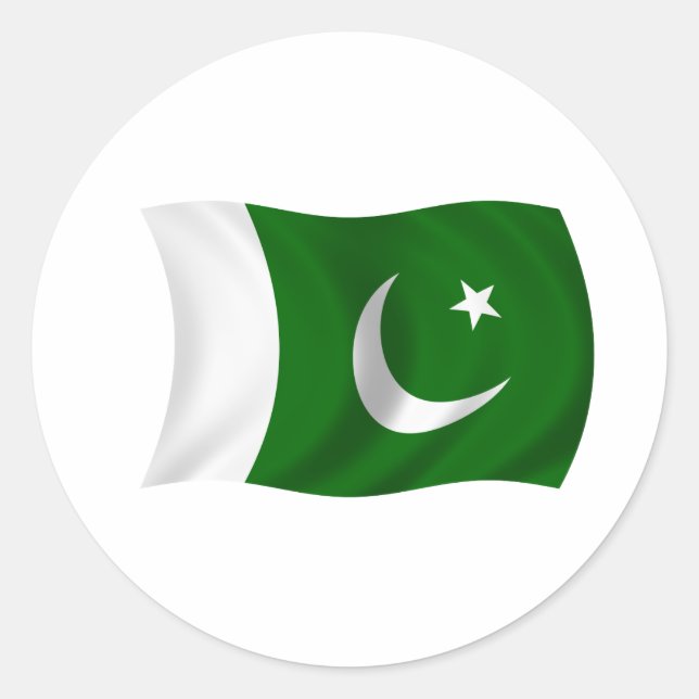 Pegatina Redonda Bandera de Pakistán (Anverso)