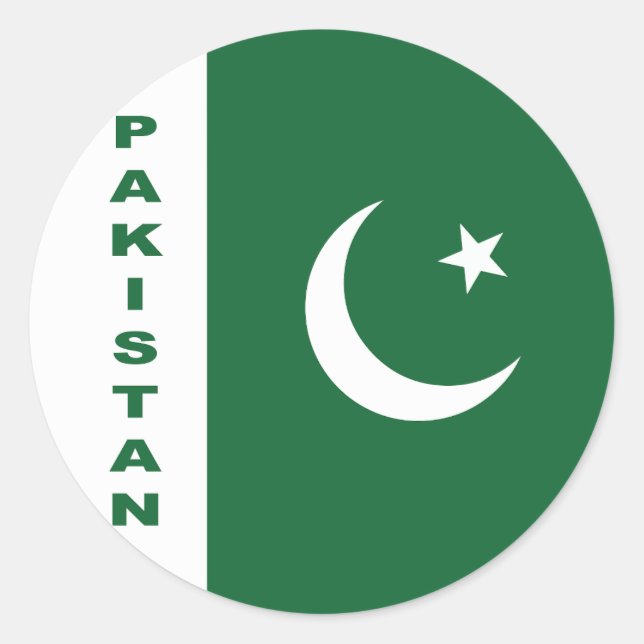 Pegatina Redonda Bandera de Pakistán (Anverso)