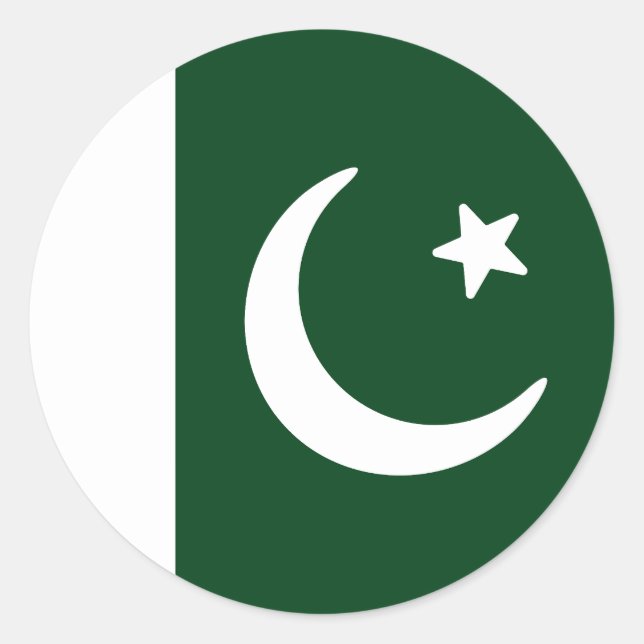 Pegatina Redonda Bandera de Pakistán (Anverso)