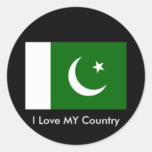 Pegatina Redonda Bandera de Pakistán2 - El PK ama a mi país como el
