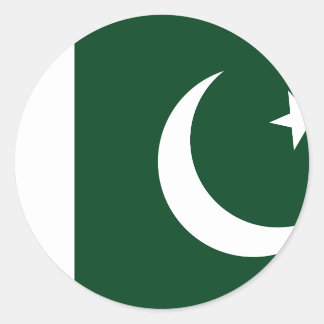 Pegatina Redonda Bandera de Pakistán (paquistaní) (Anverso)